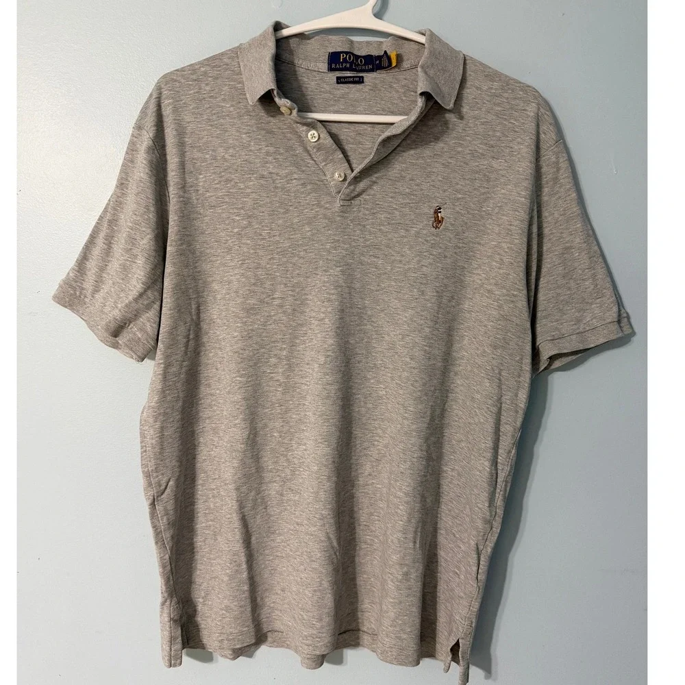 Polo Ralph Lauren Women's Medium Classic Fit Short Sleeve Polo Shirt Gray 0776